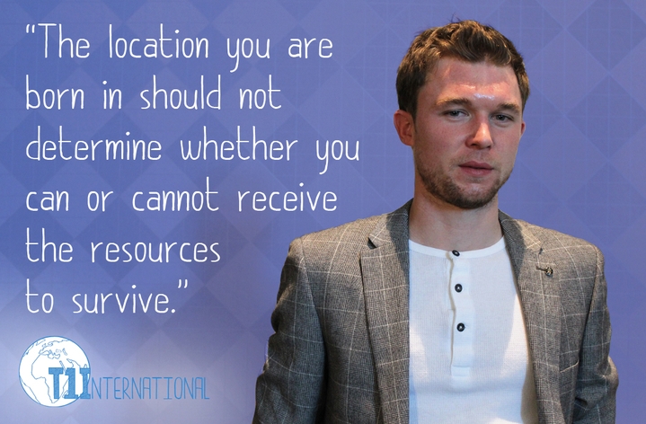 Advocate with quote “The location you are born in should not determine whether you can or cannot receive the resources to survive.”