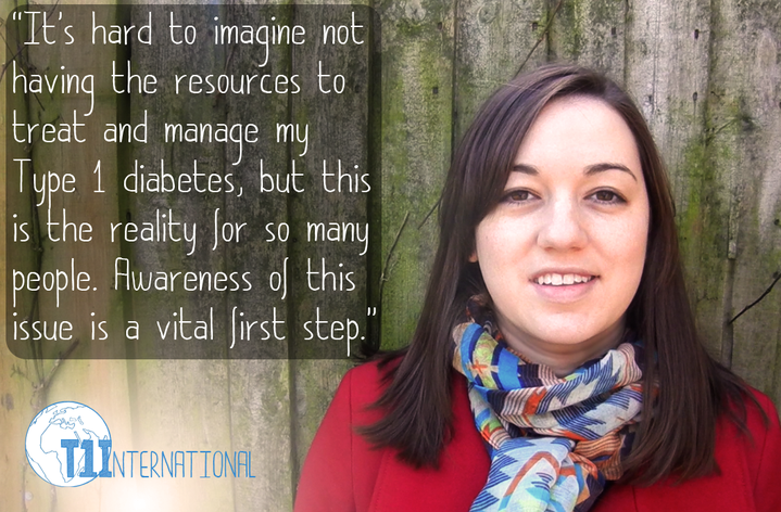 Founder Elizabeth Pfiester with quote “It’s hard to imagine not having the resources to treat and manage my Type 1 diabetes, but this is the reality for so many people. Awareness of this issue is a vital first step.”