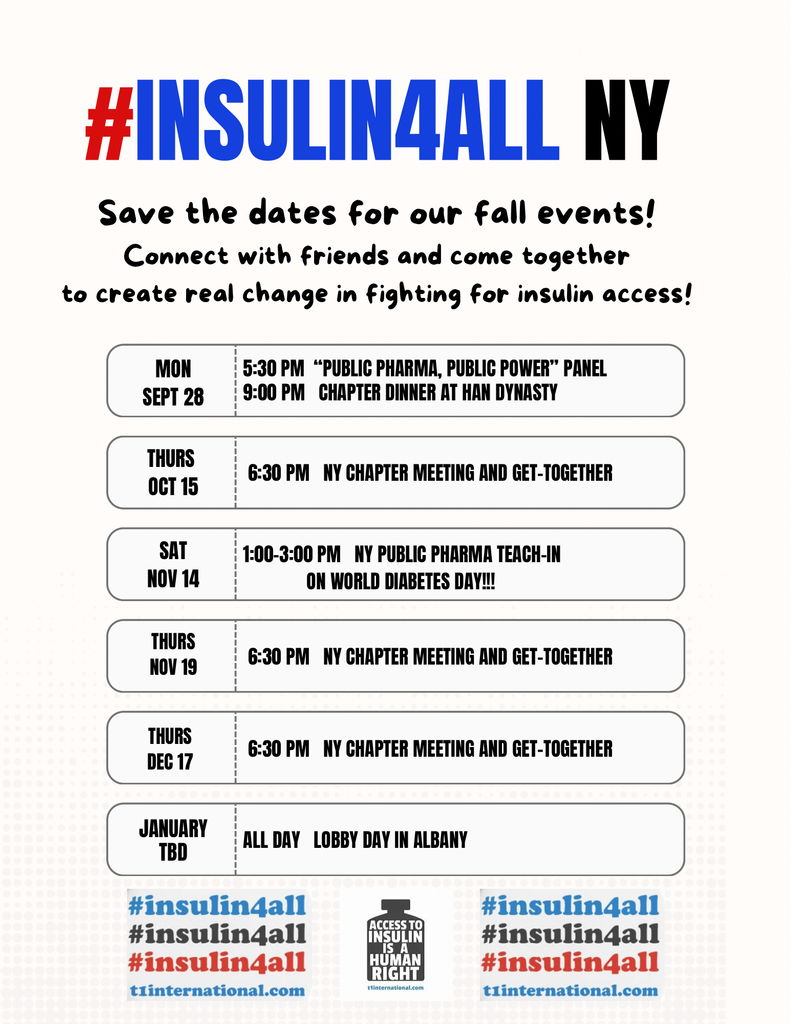 blue and red and black text on a stylized off-white background with dates and times for upcoming events