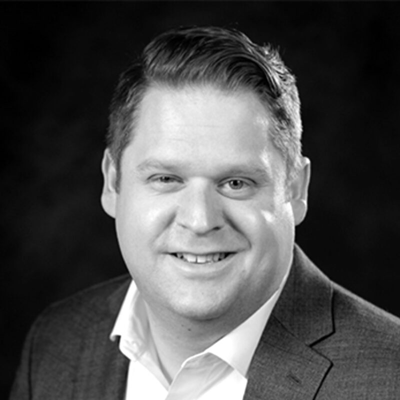 Black and white portrait of Matt Dinger.