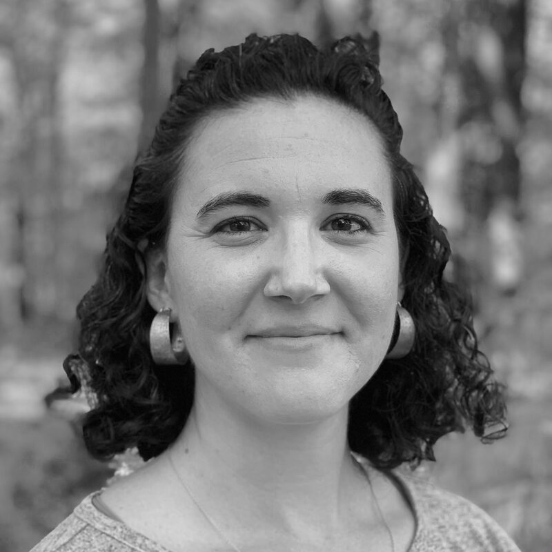 Black and white portrait of Shaina Kasper.
