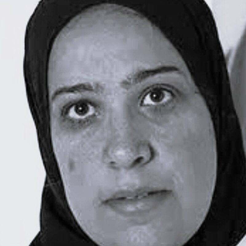Black and white portrait of Yasmine Ibrahim Mahmoud El-Henawy.