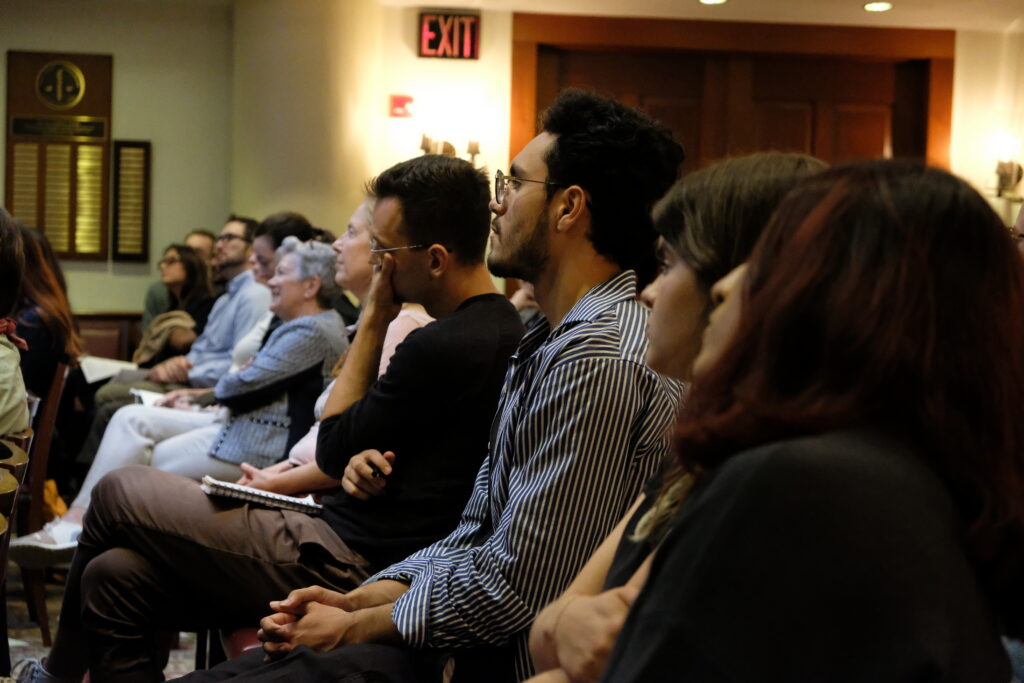 crowd watching panel