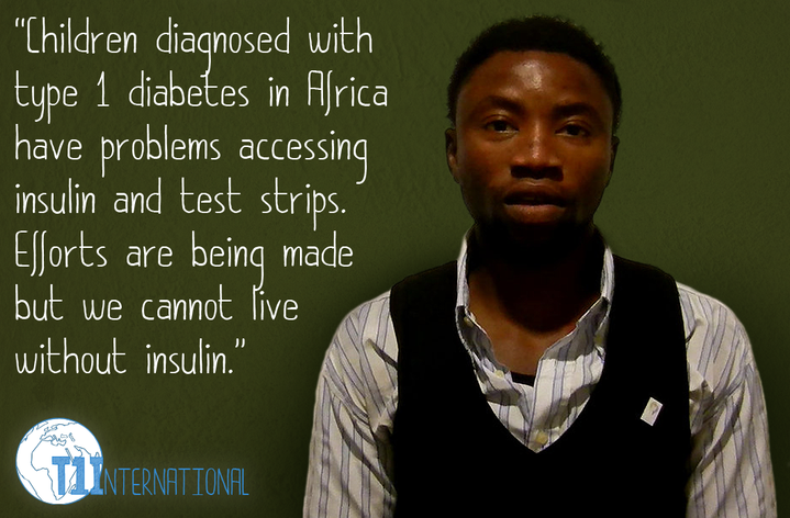 Lamin in Gambia says: Children diagnosed with type 1 diabetes in Africa have problems accessing insulin and test strips. Efforts are being made but we cannot live without insulin.