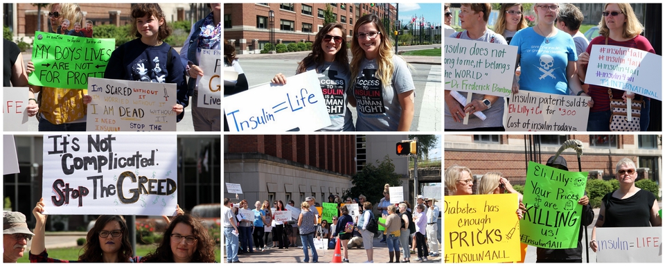 Protesters outside Eli Lilly HQ in Indianpolis